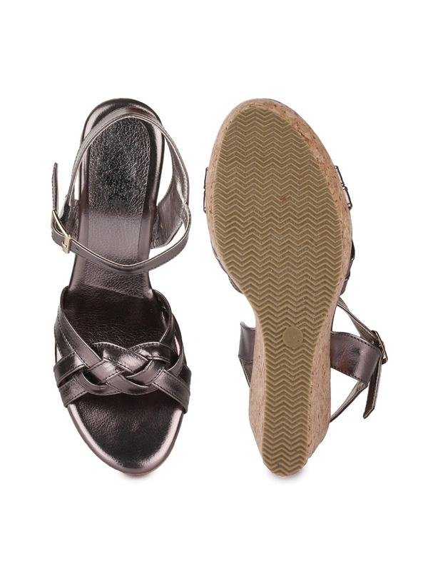 Stepee Grey Fancy Platform wedges gola sandal - 6 Pair set - Suva Gray