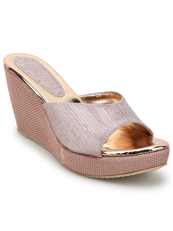 Stepee Pink Fancy Platform wedges gola Slipper- 6 Pair set - Rose pink