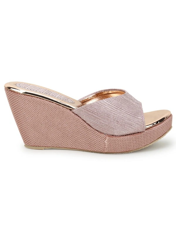Stepee Pink Fancy Platform wedges gola Slipper- 6 Pair set - Rose pink
