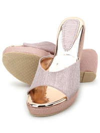 Stepee Pink Fancy Platform wedges gola Slipper- 6 Pair set - Rose pink