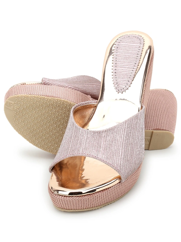 Stepee Pink Fancy Platform wedges gola Slipper- 6 Pair set - Rose pink