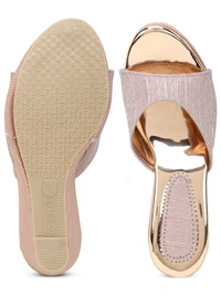 Stepee Pink Fancy Platform wedges gola Slipper- 6 Pair set - Rose pink