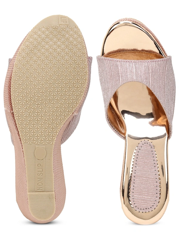 Stepee Pink Fancy Platform wedges gola Slipper- 6 Pair set - Rose pink