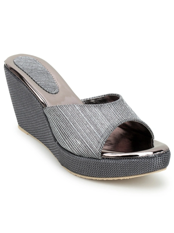 Stepee Grey Fancy Platform wedges gola Slipper- 6 Pair set - Grey