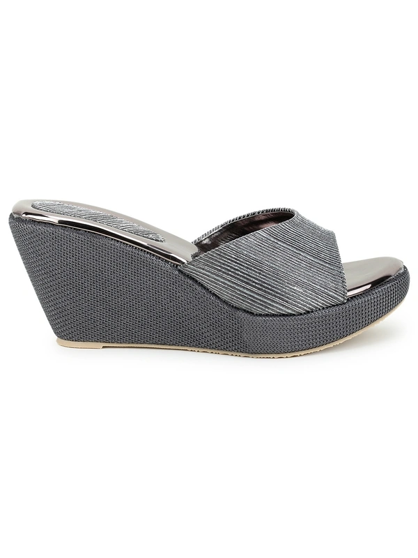Stepee Grey Fancy Platform wedges gola Slipper- 6 Pair set - Grey