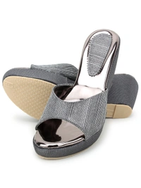 Stepee Grey Fancy Platform wedges gola Slipper- 6 Pair set - Grey