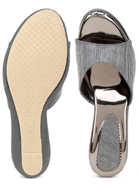 Stepee Grey Fancy Platform wedges gola Slipper- 6 Pair set - Grey