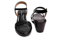 Stepee Short heel black Sandals -6 Pair Set - Black