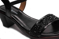 Stepee Short heel black Sandals -6 Pair Set - Black