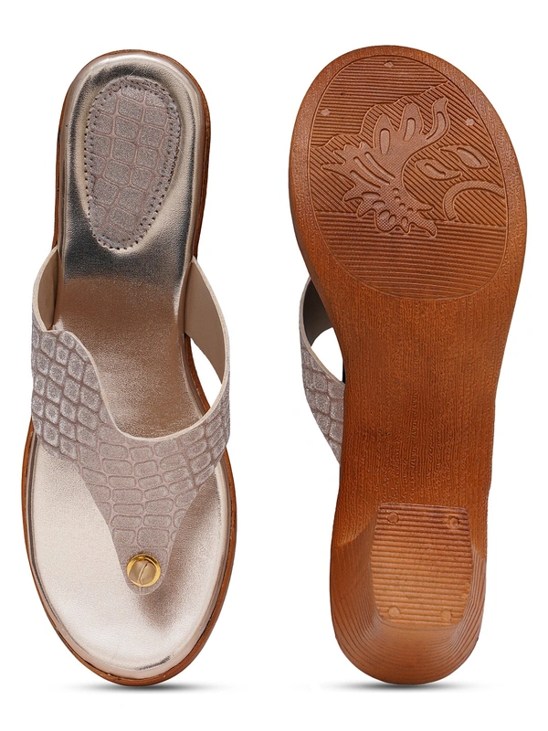 Stepee Rose Gold Fancy V shape slipper - 6 Pair set - Rose gold
