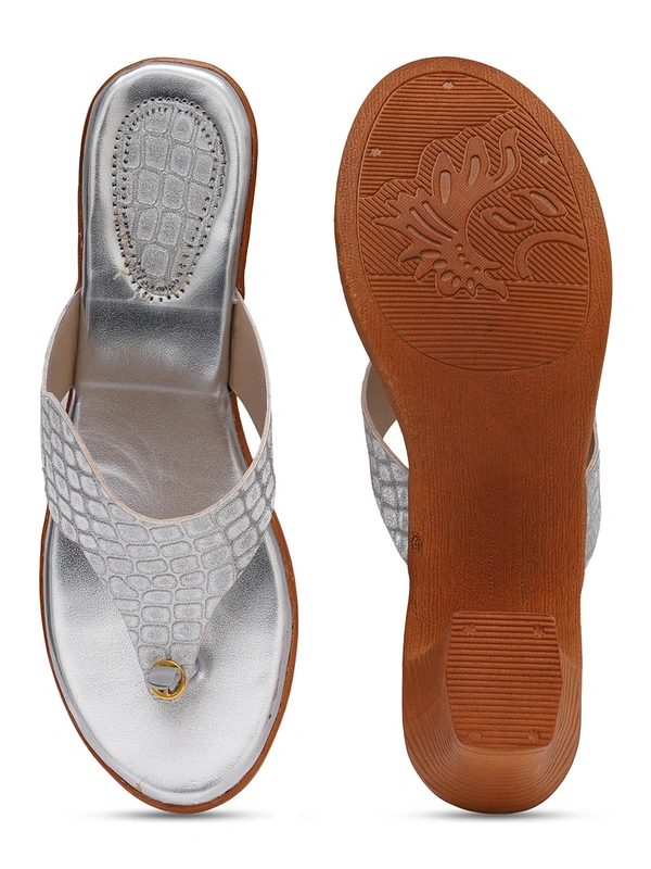 Stepee Sliver Fancy V shape slipper - 6 Pair set - Silver