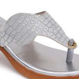 Stepee Sliver Fancy V shape slipper - 6 Pair set - Silver