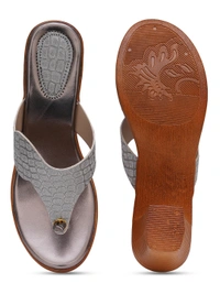 Stepee Grey Fancy V shape slipper - 6 Pair set - Grey