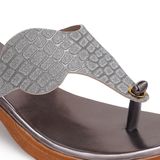 Stepee Grey Fancy V shape slipper - 6 Pair set - Grey