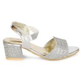 Stepee Silver  Heel fancy Kids sandals- 8 Pair set - Silver