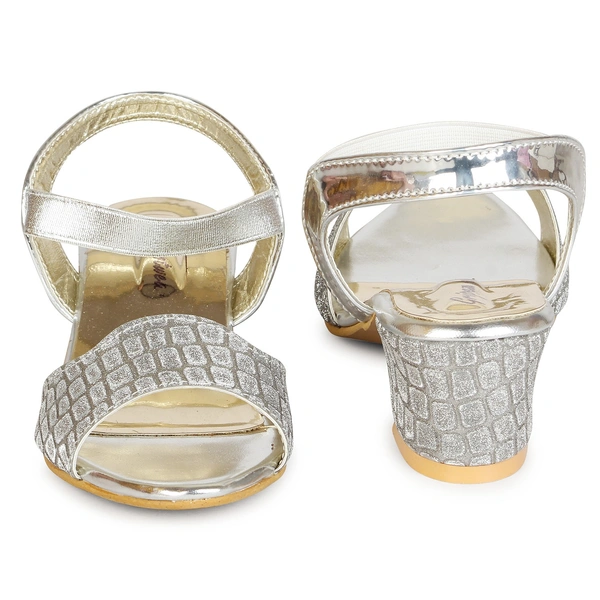 Stepee Silver  Heel fancy Kids sandals- 8 Pair set - Silver