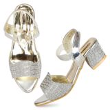 Stepee Silver  Heel fancy Kids sandals- 8 Pair set - Silver