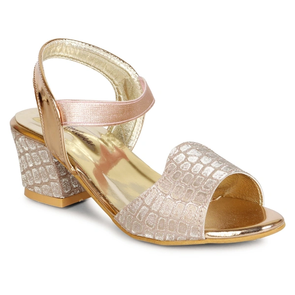 Stepee Rose gold Heel fancy Kids sandals- 8 Pair set - Rose Gold