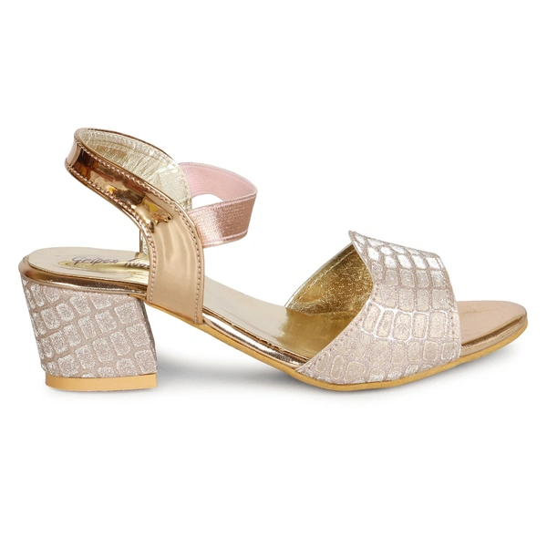 Stepee Rose gold Heel fancy Kids sandals- 8 Pair set - Rose Gold