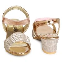 Stepee Rose gold Heel fancy Kids sandals- 8 Pair set - Rose Gold