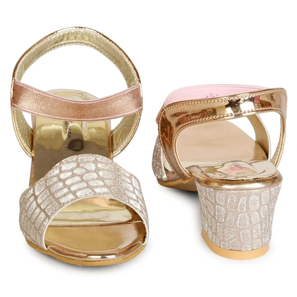 Stepee Rose gold Heel fancy Kids sandals- 8 Pair set - Rose Gold