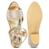 Stepee Rose gold Heel fancy Kids sandals- 8 Pair set - Rose Gold