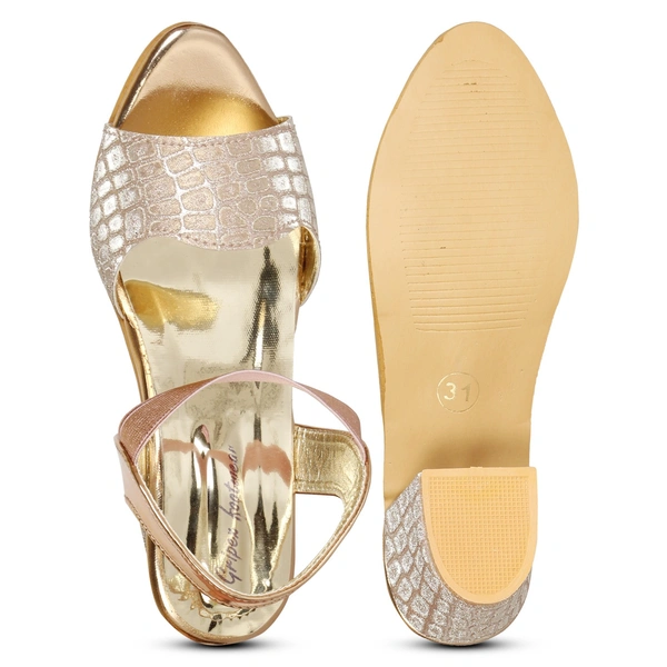Stepee Rose gold Heel fancy Kids sandals- 8 Pair set - Rose Gold