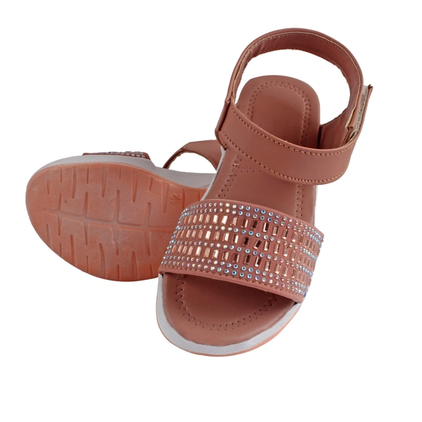 Stepee Peach Kids sandal with siroski  8 Pair set - Peach