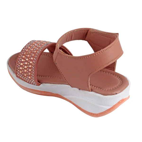 Stepee Peach Kids sandal with siroski  8 Pair set - Peach