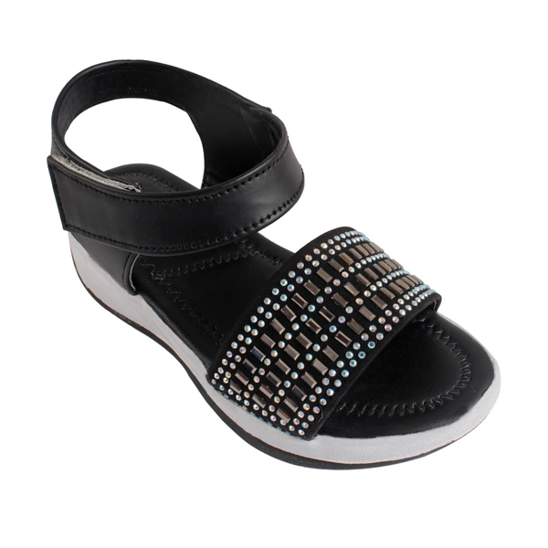 Stepee Black  Kids sandal with siroski  8 Pair set - Black
