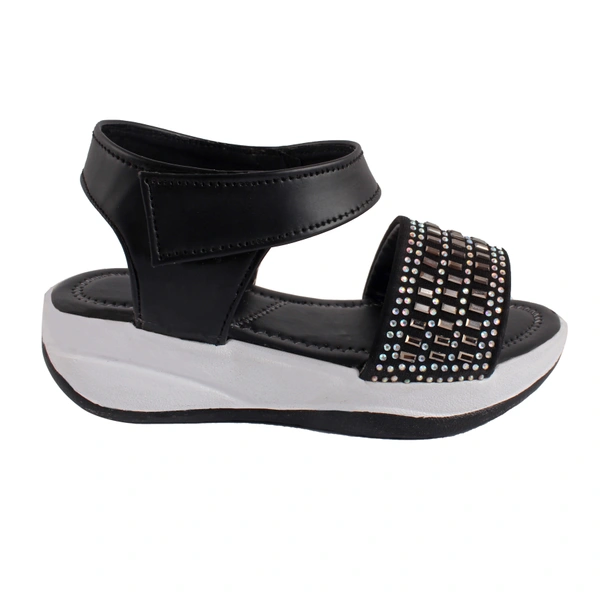 Stepee Black  Kids sandal with siroski  8 Pair set - Black