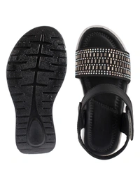 Stepee Black  Kids sandal with siroski  8 Pair set - Black