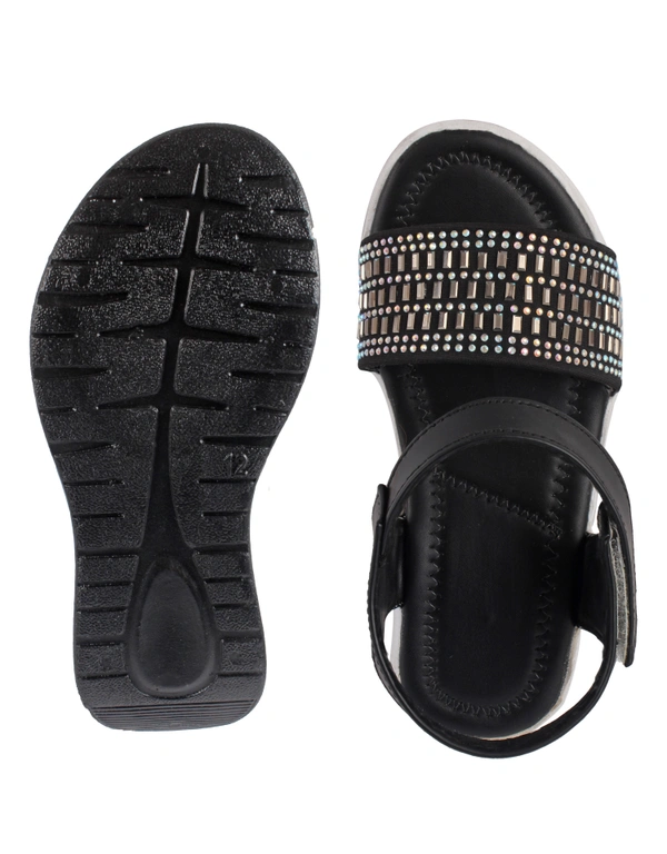 Stepee Black  Kids sandal with siroski  8 Pair set - Black