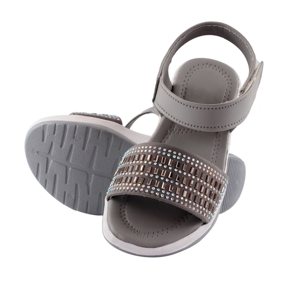 Stepee Grey Kids sandal with siroski  8 Pair set - Grey
