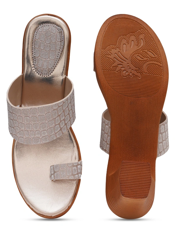 Stepee Rose Gold Fancy Angutha slipper - 6 Pair set - Rose Gold