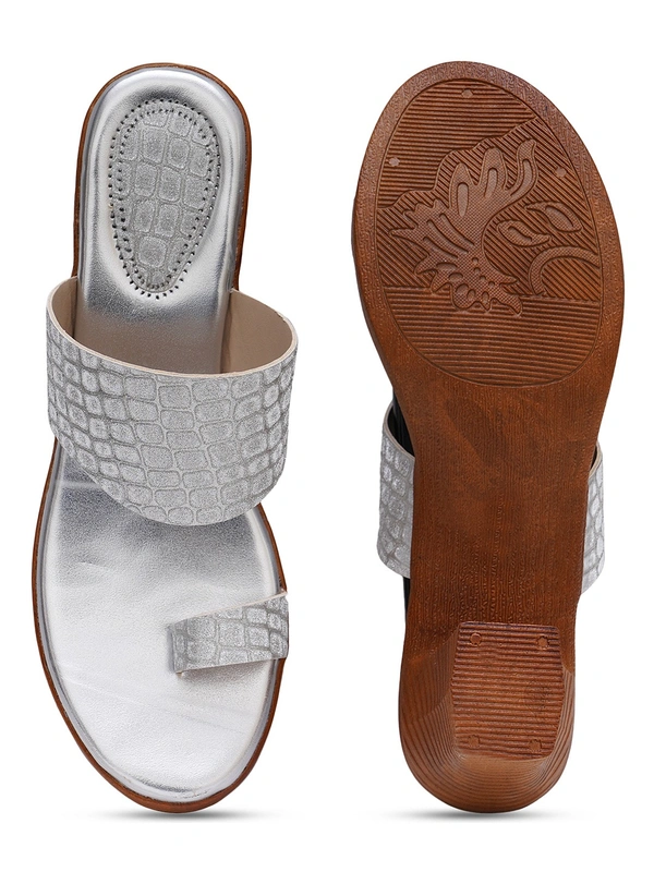 Stepee SilverFancy Angutha slipper - 6 Pair set - Silver