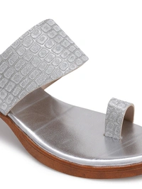 Stepee SilverFancy Angutha slipper - 6 Pair set - Silver
