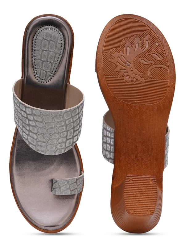 Stepee Grey Fancy Angutha slipper - 6 Pair set - Grey