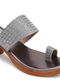 Stepee Grey Fancy Angutha slipper - 6 Pair set - Grey