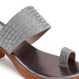 Stepee Grey Fancy Angutha slipper - 6 Pair set - Grey