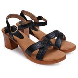 Stepee Black 2 inch heel Sandals for women - 6 pair set - Black