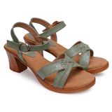 Stepee Olive green 2 inch heel Sandals for women - 6 pair set - Green