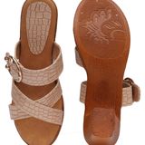 Stepee Cream 2 inch heel Slippers for women - 6 pair set - Beige