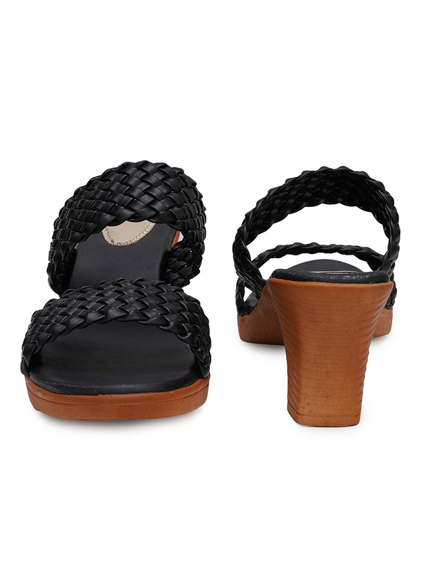 Stepee Black Casual heel slipper 6 pair set - Black
