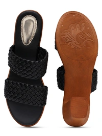 Stepee Black Casual heel slipper 6 pair set - Black