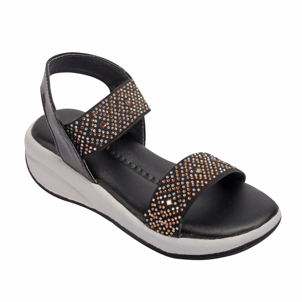 Stepee Black Kids sandal with siroski  8 Pair set - Black