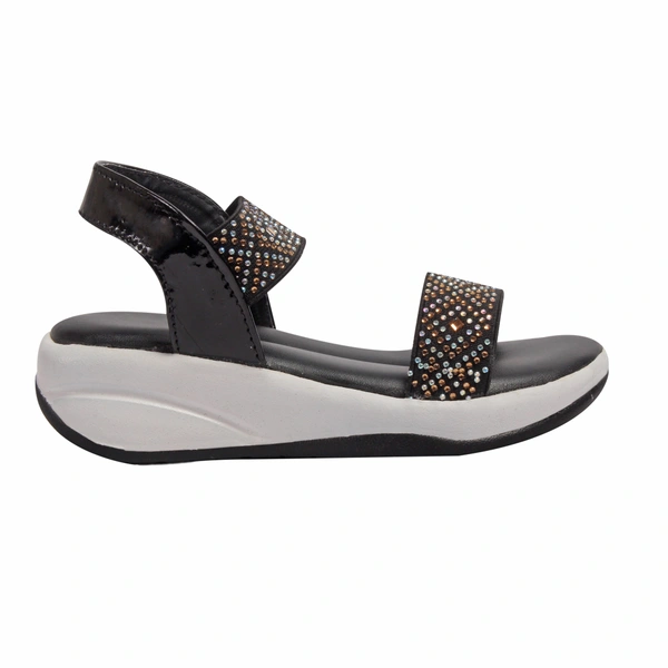 Stepee Black Kids sandal with siroski  8 Pair set - Black