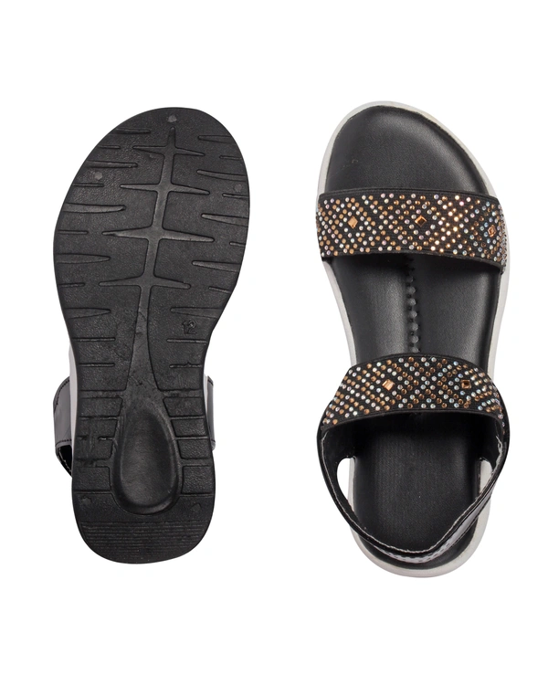 Stepee Black Kids sandal with siroski  8 Pair set - Black