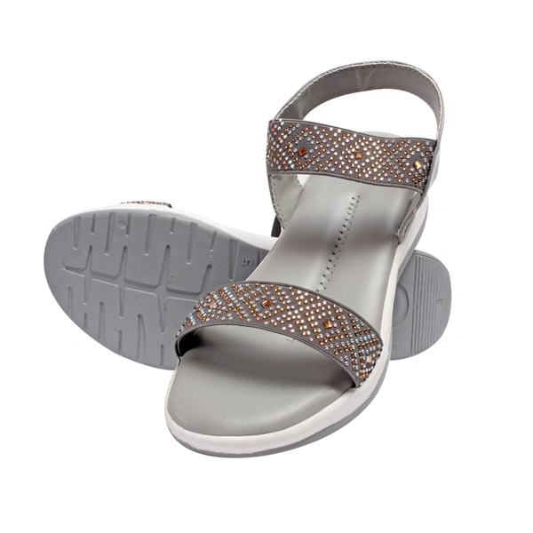 Stepee Grey Kids sandal with siroski  8 Pair set - Dove Gray