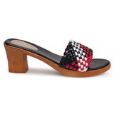 Stepee Black multy 2 inch heel Slippers for women - 6 pair set - Black